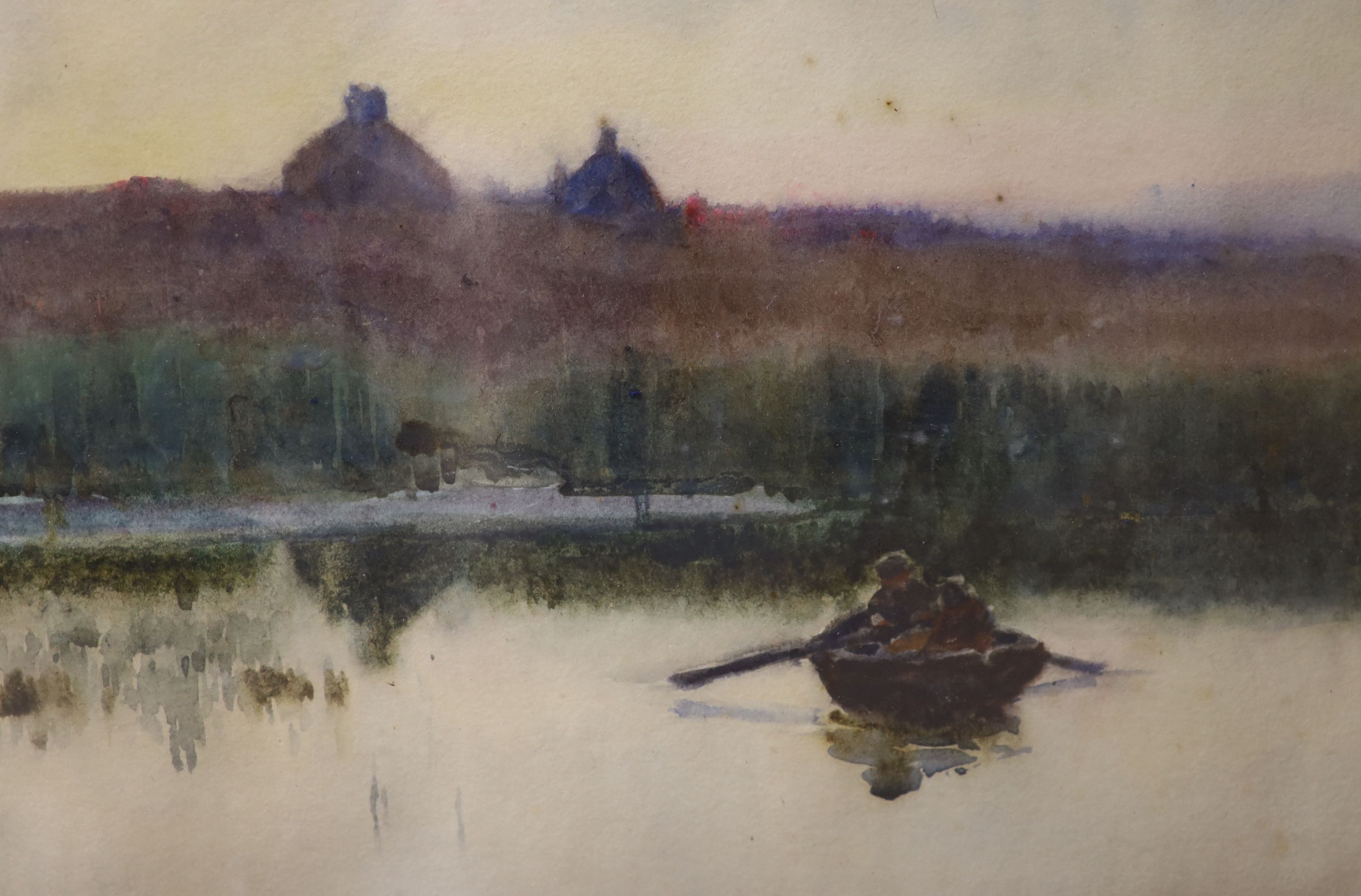 George Cockram (1861-1950), two watercolours, The Pass of Ffrancou and Rowing Boat on the marshes, both signed, 17 x 24cm and 18 x 25cm